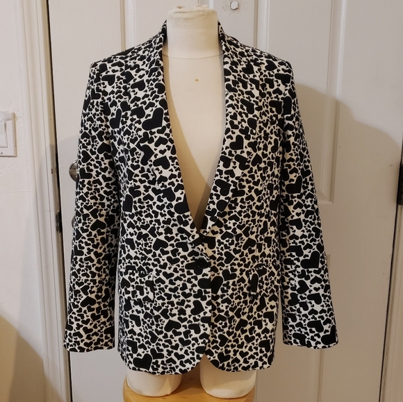 Zadig & Voltaire 🖤 Ivory & Black Heart Blazer - Size 36/US 6 - Picture 2 of 14